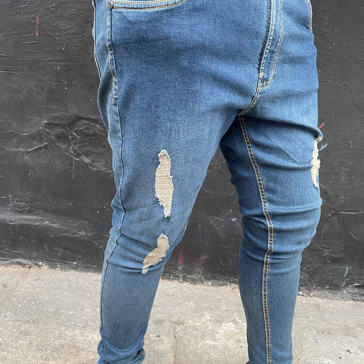 Calça Jeans Jogador Skinny Escura Detalhes Marrom City Denim